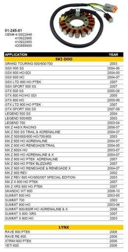 NACHMAN UZWOJENIE ALTERNATORA STATOR SNOW SKI-DOO (SKUTER ŚNIEŻNY) - PATRZ ZDJĘCIE