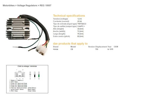 DZE REGULATOR NAPIĘCIA HONDA CB750 FOUR (DO 76)