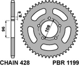 PBR ZĘBATKA TYLNA 1199 49 C45 MZ 125 RT/SM (ŁAŃC. 428)