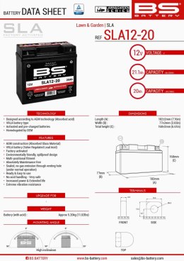 BS AKUMULATOR SLA12-20 (FA) (SLA12-18) 12V 20AH 182X77X168 BEZOBSŁUGOWY - ZALANY (180A) (4)