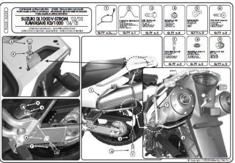 KAPPA STELAŻ KUFRÓW BOCZNYCH MONOKEY SUZUKI DL 1000 V-STROM (02-11), KAWASAKI KLV 1000 (04-09) - RÓWNIEŻ POD KUFRY MONOKEY RETRO