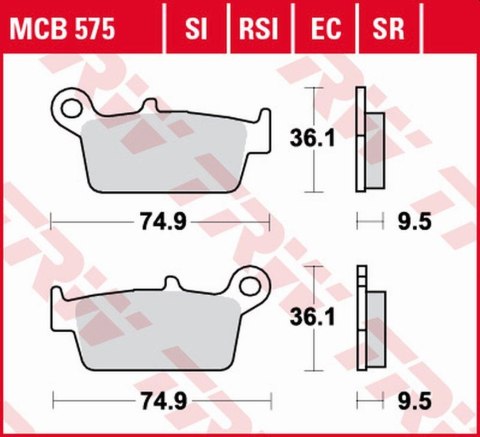 TRW LUCAS ZF KLOCKI HAMULCOWE KH131 ORGANIC ECO HONDA CR 125R/250R/500R '87-'01, XR 400R '96-'03, XR 600/650L/R '93-'07, KAWASAK