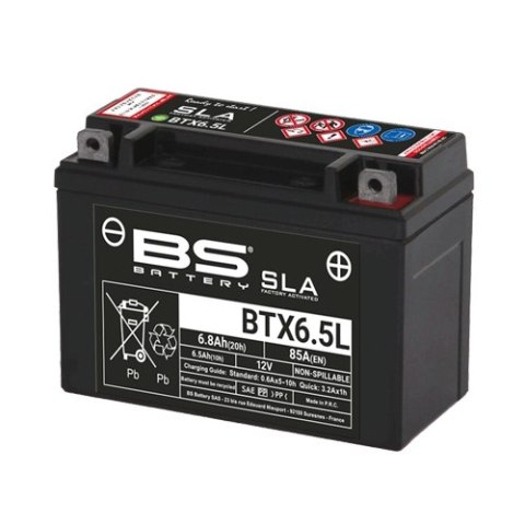 BS AKUMULATOR BTX6.5L (FA) (YTX6.5L) 12V 6.8AH 139X66X102 BEZOBSŁUGOWY - ZALANY (85A) (10)