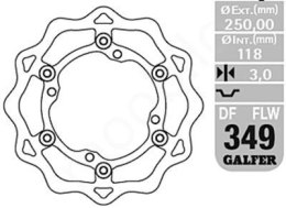 GALFER TARCZA HAMULCOWA PŁYWAJĄCA 250MM SUZUKI RMZ 250 '07- ,RMZ 450 '05-