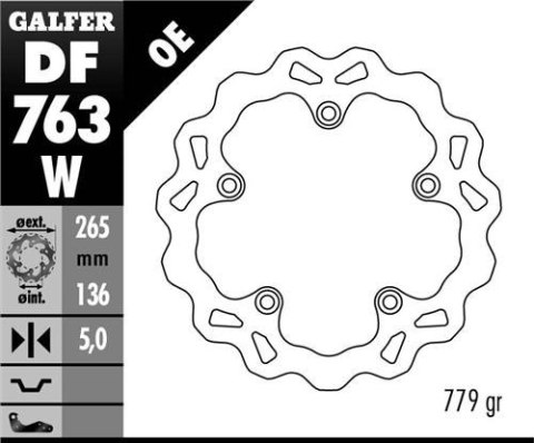 GALFER TARCZA HAMULCOWA TYŁ BMW F 650GS 800/ K1200/ R1200 (265X136X5) (NG1045) WAVE