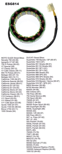 ELECTROSPORT UZWOJENIE ALTERNATORA (STATOR) DUCATI / MOTO GUZZI (STARE MODELE) (2 KABLE)