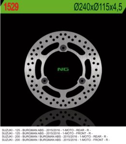 NG TARCZA HAMULCOWA PRZÓD/TYŁ SUZUKI BURGMAN 125/200 15-16 (240X115X4,5) (3OTWORY 10,5MM)