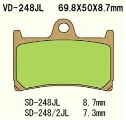 VESRAH KLOCKI HAMULCOWE KH252 SPIEK METALICZNY (ZŁOTE) YAMAHA FZ6/R6/R1/FJR PRZÓD (MADE IN JAPAN)