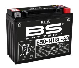 BS AKUMULATOR B50-N18L-A3 (Y50-N18L-A3) 12V 20AH 205X90X162 OBSŁUGOWY - ELEKTROLIT OSOBNO 250A (2) UE2019/1148