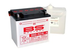 BS AKUMULATOR B60-N24L-A (Y60-N24L-A) 12V 28AH 184X124X175 OBSŁUGOWY - ELEKTROLIT OSOBNO 280A (2) UE2019/1148