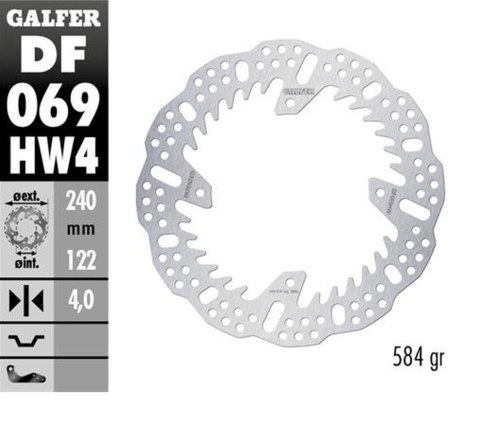 GALFER TARCZA HAMULCOWA TYŁ HONDA CR 125/250; CRF250R '04-'23; CRF 450R '09-'23 (240X140X4MM) SHARK ENDURO MX