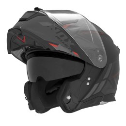 NOX FLIP-UP HELMET NOX KASK SZCZĘKOWY (FLIP-UP) Z BLENDĄ N967 SYNCHRO KOLOR CZARNY/CZERWONY/SZARY MAT ROZMIAR M