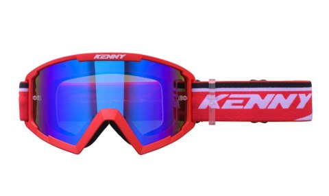 KENNY RACING GOGLE MODEL TRACK+ KID / JUNIOR / DZIECIĘCE RED - BLUE LENS - KOLOR CZERWONY/BIAŁY SZYBKA NIEBIESKIE LUSTRO