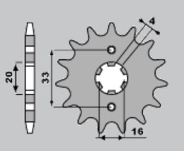 ZĘBATKA PRZEDNIA Z (A4240421130) 514/13z. KAWASAKI Z 250 '81-'82, GPZ 500 R '88-'90, GPZ 600 '85-'90, ZZR 600 '93-'06 - WYPRZEDA