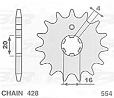 S ZĘBATKA PRZEDNIA 554 12 YAMAHA DT80LC '84-'94 - WYPRZEDAŻ