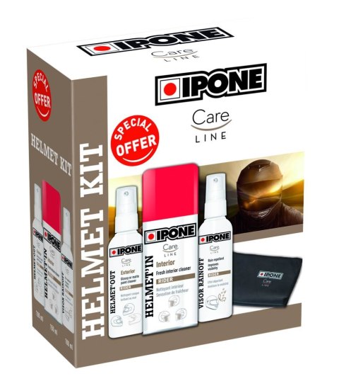 IPONE HELMET KIT ZESTAW DO PIELĘGNACJI KASKU (HELMET OUT, HELMET IN, VISOR RAINOFF, MICROFIBRA) (CARELINE) (4)