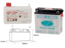 LANDPORT AKUMULATOR 12N5,5-3B (MD 12N5,5-3B) 12V 5,5AH 138X61X131 OBSŁUGOWY - ELEKTROLIT OSOBNO (4) UE2019/1148