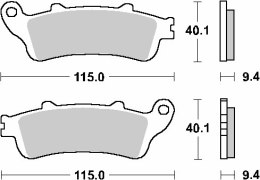 SBS KLOCKI HAMULCOWE PRZÓD KH281 /KH261 STREET CERAMIC HONDA FES 125/150 PANTHEON '98-'06 KOLOR CZARNY