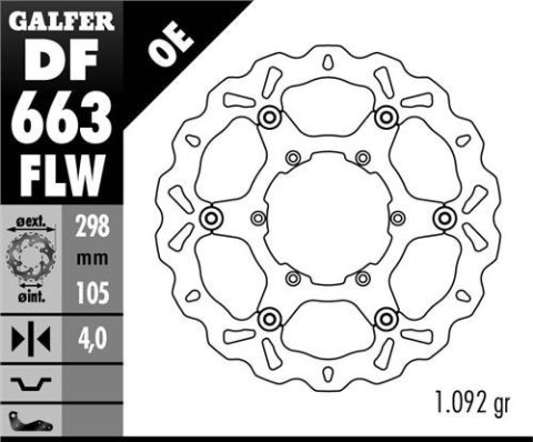 GALFER TARCZA HAMULCOWA PRZÓD BMW F 650/700/800 GS 93-13 (298X105X4) WAVE