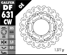 GALFER TARCZA HAMULCOWA PRZÓD BMW K100/K1100/R850/R1100 (305X118X5) WAVE