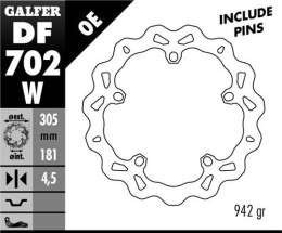 GALFER TARCZA HAMULCOWA PRZÓD BMW R 850/1100/1150/1200 (305X181X4,8) (NG1044) WAVE