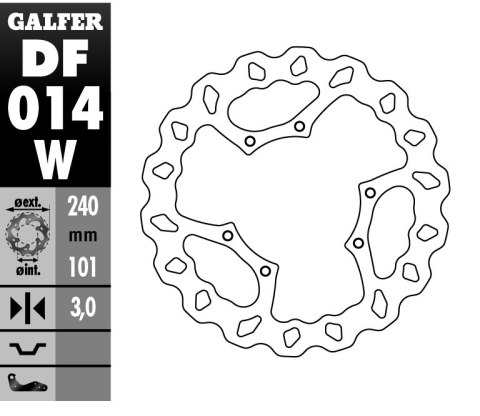 GALFER TARCZA HAMULCOWA PRZÓD HONDA CR 125R/250R '95-'07, CR 500 '95-'00, CRF 250R/450R '02- WAVE (240X101X3MM)