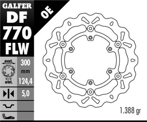 GALFER TARCZA HAMULCOWA PRZÓD KTM 950/990 ADVENTURE '02-'11, LC4 620/640/660/690 (300X124,4X5) WAVE