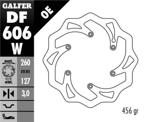 GALFER TARCZA HAMULCOWA PRZÓD KTM SX/EX, HUSABERG,HUSQVARNA,GAS GAS WAVE (260X127X3MM) (WZÓR OEM KTM)