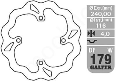 GALFER TARCZA HAMULCOWA TYŁ KAWASAKI KX 125/250 '03-, KX 250F/450F '04-'19, SUZUKI RM 250Z '04-'06 WAVE (240X116X4MM)