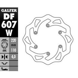 GALFER TARCZA HAMULCOWA TYŁ KTM SX/EXC/LC4 HUSABERG,HUSQVARNA,GAS GAS WAVE (220X110X4MM) (WZÓR OEM KTM)