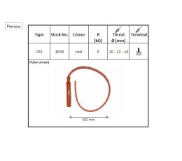 NGK FAJKA NA ŚWIECE GUMOWA PROSTA PRZEWÓD 50 CM KOLOR CZERWONY (NR 8035) WODOODPORNY (GWINT 10,12,14MM) (5K OHM)