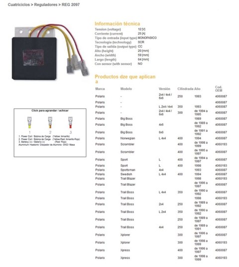 DZE REGULATOR NAPIĘCIA POLARIS 250/300/350/400 (OEM-4060087,4060193) (ESR952)