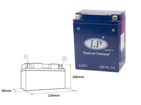 LANDPORT AKUMULATOR ŻELOWY GB14L-A2 (MG LTX14AH-3) 12V 14AH 135X91X167 BEZOBSŁUGOWY - ZALANY (4)