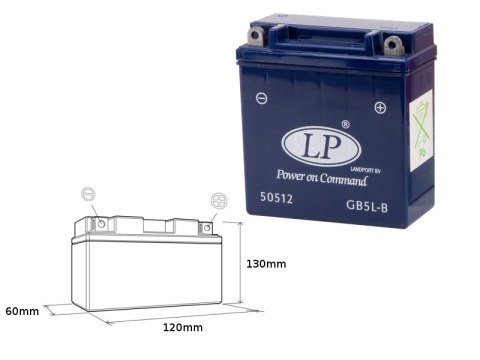 LANDPORT AKUMULATOR ŻELOWY GB5L-B (MG LB5L-B) 12V 5AH 120X60X128 MM BEZOBSŁUGOWY - ZALANY (6)