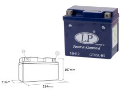 LANDPORT AKUMULATOR ŻELOWY GTX5-3 (MG LTX5-3) 12V 4,5AH 114X71X107 BEZOBSŁUGOWY - ZALANY - ZASTEPUJE GTX5LBS L (6)