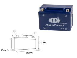 LANDPORT AKUMULATOR ŻELOWY GTX9-4 (MG LTX9-4) 12V 8AH 151X88X107 BEZOBSŁUGOWY - ZALANY - ZASTĘPUJE GTX9BS L (6)