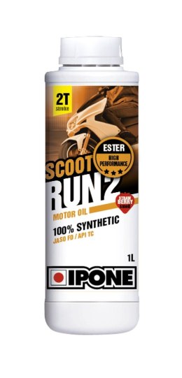 IPONE SCOOT RUN 2 2T OLEJ DO DOZOWNIKA 100% SYNTETYK 1L (TRUSKAWKA) (AKC) (15)