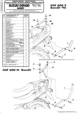 KAPPA STELAŻ KUFRA CENTRALNEGO SUZUKI GSF 600 BANDIT / S (96-99), GSF 1200 BANDIT (96-99) ( BEZ PŁYTY )