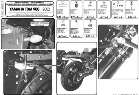 KAPPA STELAŻ KUFRA CENTRALNEGO YAMAHA TDM 900 (02-14) ( BEZ PŁYTY )