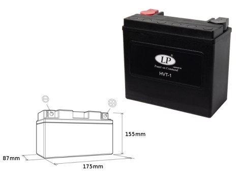 LANDPORT AKUMULATOR HVT-1 (MH HVT-1) 12V 20AH 175X87X155 HEAVY V-TWIN BEZOBSŁUGOWY - ZALANY (ZWIĘKSZONY PRĄD ROZRUCHOWY 310A) (P