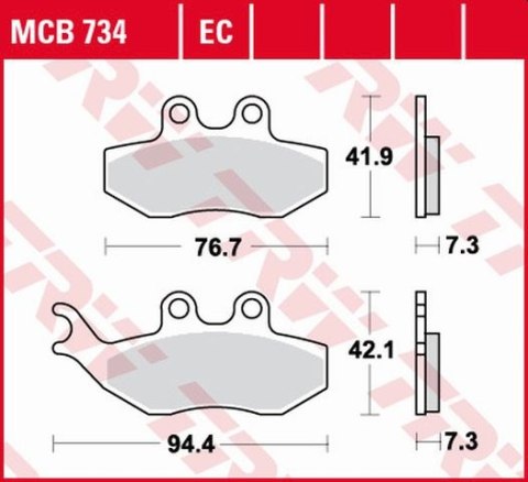 TRW LUCAS KLOCKI HAMULCOWE KH194 ORGANIC APRILIA SX 50 14-, YAMAHA DT 50 04-08, TZR 50 03-20, XT 125 05-11, PRZÓD (PROMOCJA)