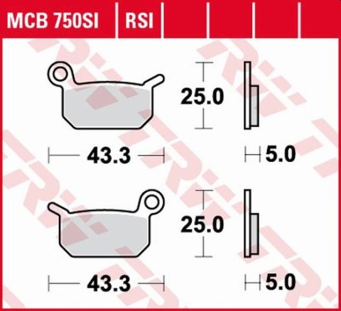 TRW LUCAS KLOCKI HAMULCOWE KH325 SINTER OFFROAD KTM SXE -5 ELECTRIC 19- SX 50 09-, SX 65 04-08, HUSQVARNA EE-5 19-, CR 50 06-, S