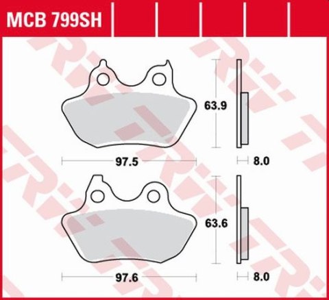 TRW LUCAS KLOCKI HAMULCOWE KH434 SINTER STREET HARLEY DAVIDSON 1450 / 1584 / 1800 06-10, TYŁ