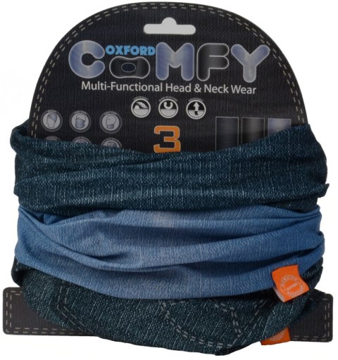 OXFORD KOŁNIERZ WIELOFUNKCYJNY WIATROODPORNY COMFY 3 SZTUKI W OPAKOWANIU KOLOR JEANS