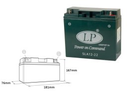 LANDPORT AKUMULATOR SLA12-22 (MS SLA 12-22) 12V/22AH SEALED BMW (+4AH) 180X75X165 BEZOBSŁUGOWY - ZALANY (2)