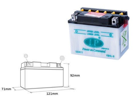 LANDPORT AKUMULATOR YB4L-B (MB LB4L-B) 12V 4AH 121X71X93 OBSŁUGOWY - BEZ ELEKTROLITU (10)