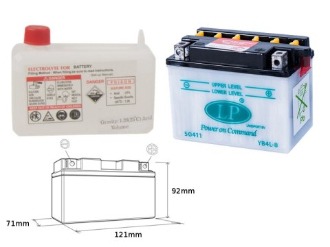 LANDPORT AKUMULATOR YB4L-B (MD LB4L-B) 12V 4AH 121X71X93 (GB4LB) OBSŁUGOWY - ELEKTROLIT OSOBNO (4) UE2019/1148