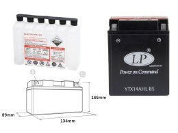 LANDPORT AKUMULATOR YTX14AHL-BS (MA LTX14AHL-BS) 12V 12AH 134X89X166 (ARCTIC CAT, MOTO GUZZI) BEZOBSŁUGOWY - ELEKTROLIT OSOBNO (