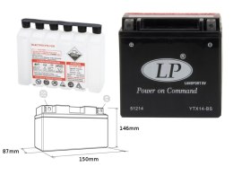 LANDPORT AKUMULATOR YTX14BS (MA LTX14-BS) 12V 12AH 152X88X147 BEZOBSŁUGOWY - ELEKTROLIT OSOBNO (4) UE2019/1148