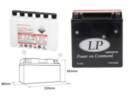 LANDPORT AKUMULATOR YTX16-BS (MA LTX16-BS) 12V 14AH 152X88X161 BEZOBSŁUGOWY - ELEKTROLIT OSOBNO (4) UE2019/1148